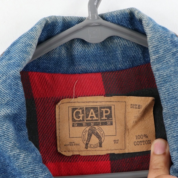 Vintage 90s GAP Flannel Lined Denim Jacket USA - Picture 4 of 7